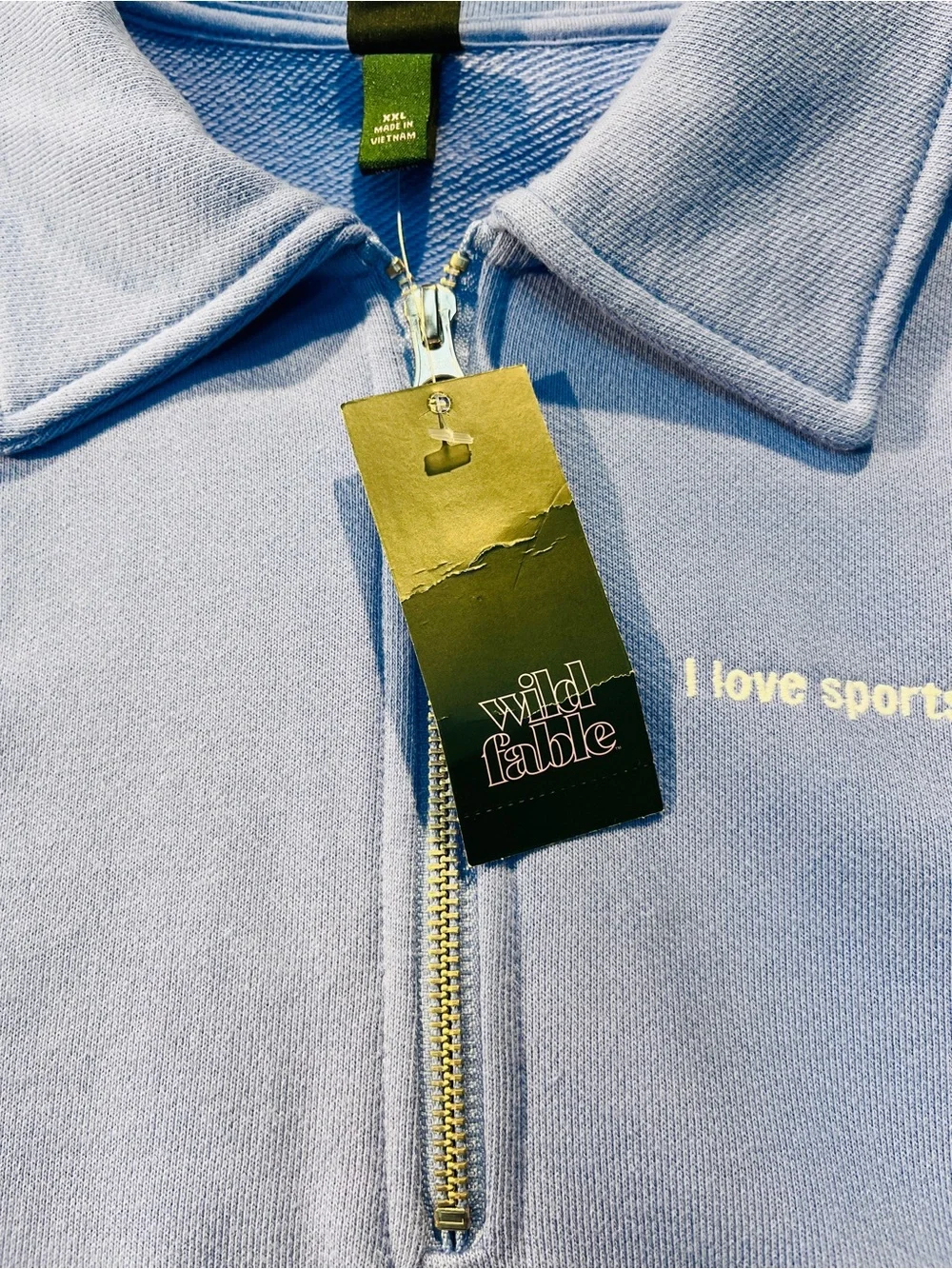 Wild Fable Cornflower Blue Polo Quarter Zip Sweatshirt Graphic Cropped XXL NWT - Picture 11 of 13